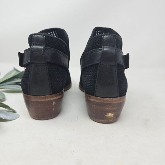 SAM EDELMAN Perforated Low Heel Black Suede Booties 7.5 - Picture 5 of 10